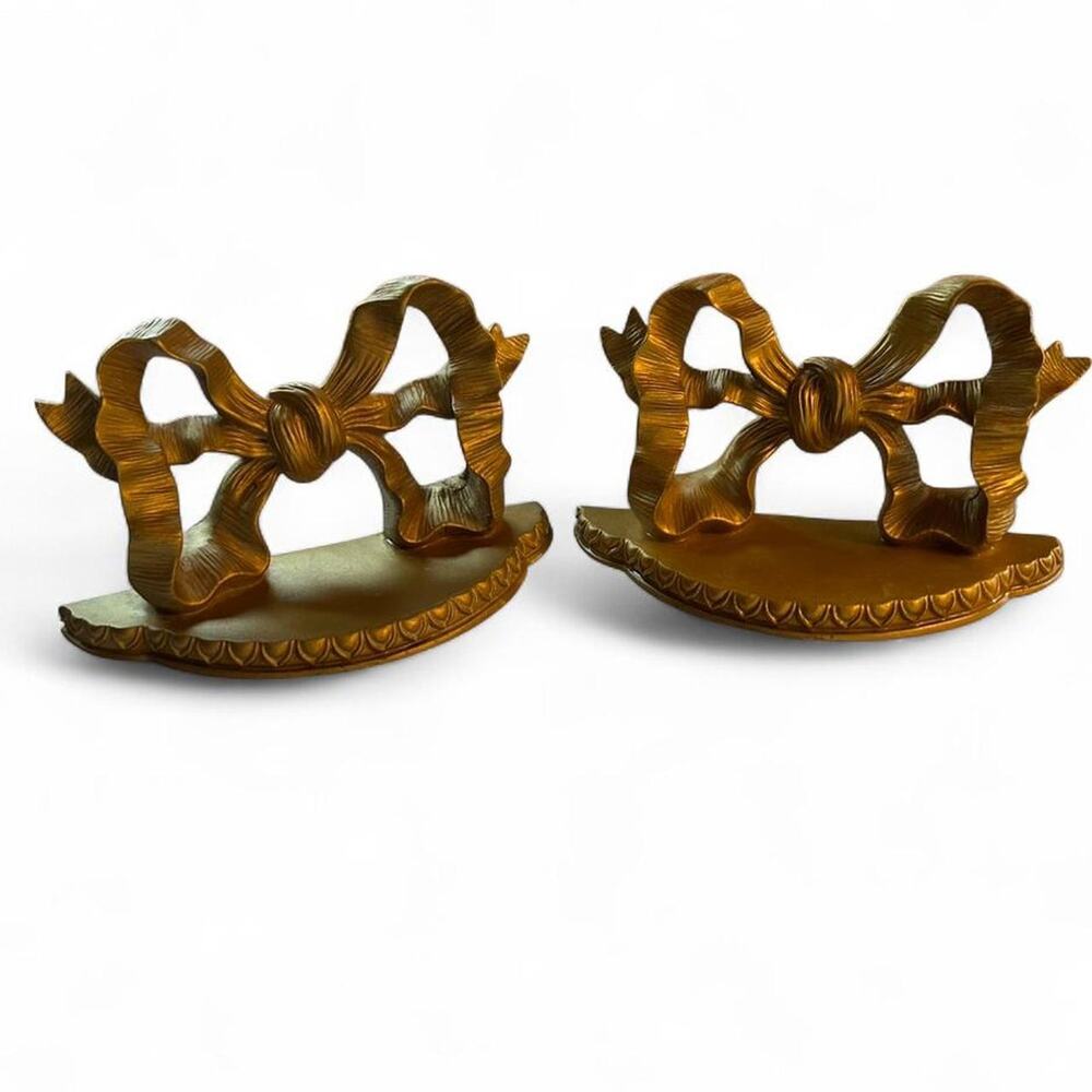 Set of 2 gold coquette bow wall mounted floating candle or small decor shelves
